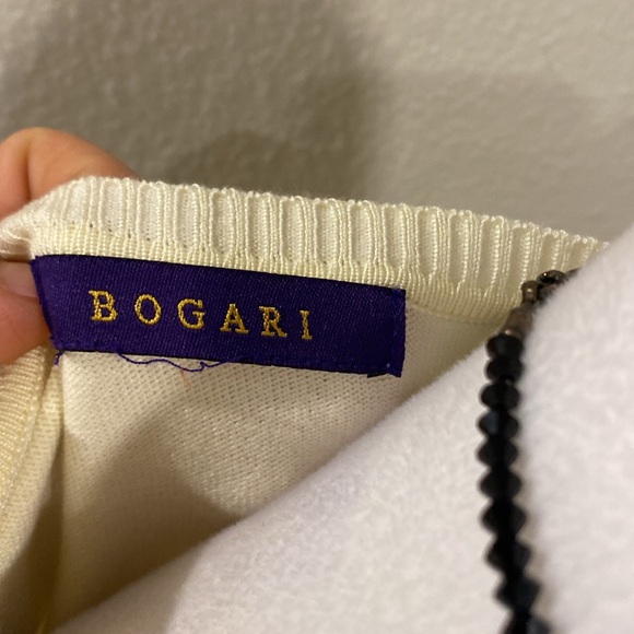 Bogari Cream Knit Sleeveless Top Embroidered Neckline Soft Stretchy - Picture 2 of 8